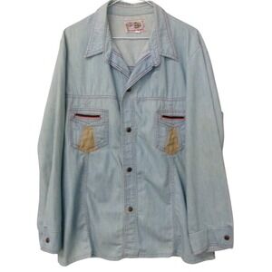 Vintage Men's GASLIGHT Light Wash Denim Button Up Western Style Shirt Large